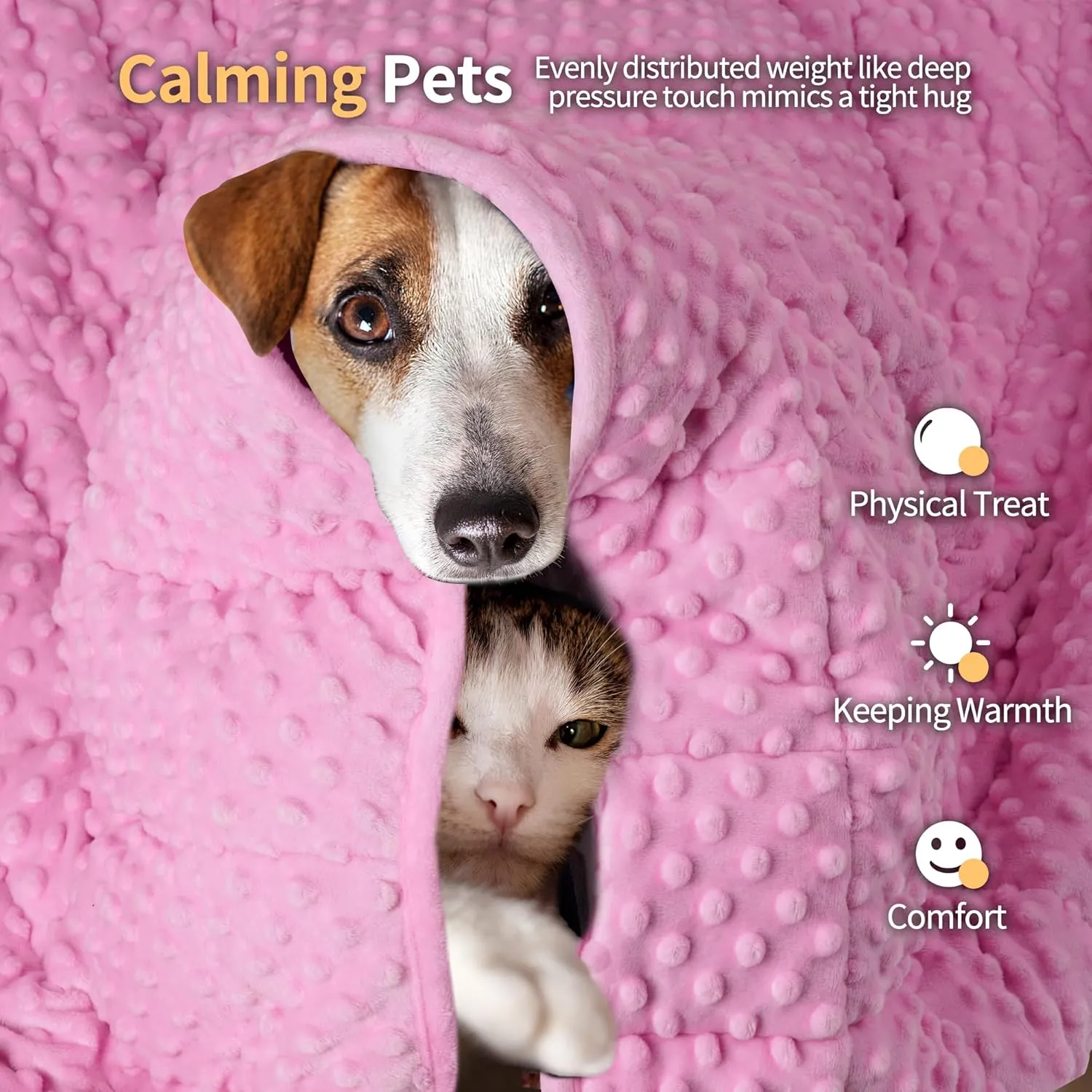 LaSyL Weighted Blanket for Pets | Thunder Blanket for Dogs Anxiety | Premium Soft Minky | Relaxation & Calming & Anti Anxiety | Used in Car, Bed, Couch | Pink, Washable Medium 32" L x 40" W