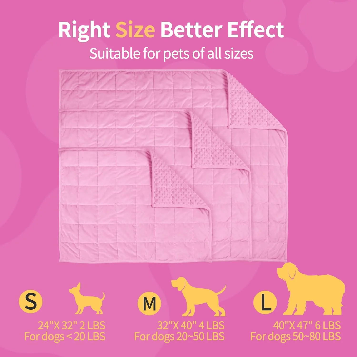 LaSyL Weighted Blanket for Pets | Thunder Blanket for Dogs Anxiety | Premium Soft Minky | Relaxation & Calming & Anti Anxiety | Used in Car, Bed, Couch | Pink, Washable Medium 32" L x 40" W