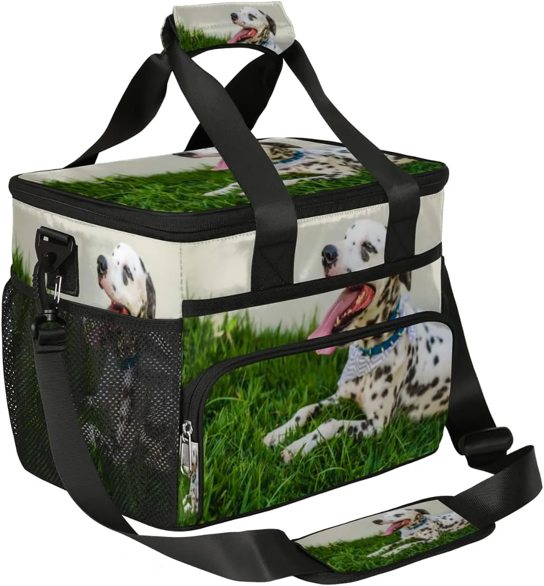 Lawn Dog Pattern Insulated Lunch Bags for Women Men Adult Large Reusable Cooler Tote Bag with Adjustable Shoulder Strap Lunch Box for Office, Picnic, Hiking, Beach