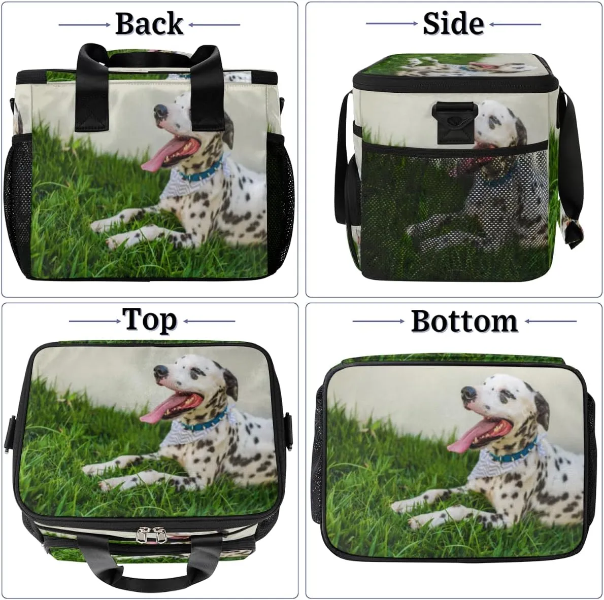 Lawn Dog Pattern Insulated Lunch Bags for Women Men Adult Large Reusable Cooler Tote Bag with Adjustable Shoulder Strap Lunch Box for Office, Picnic, Hiking, Beach