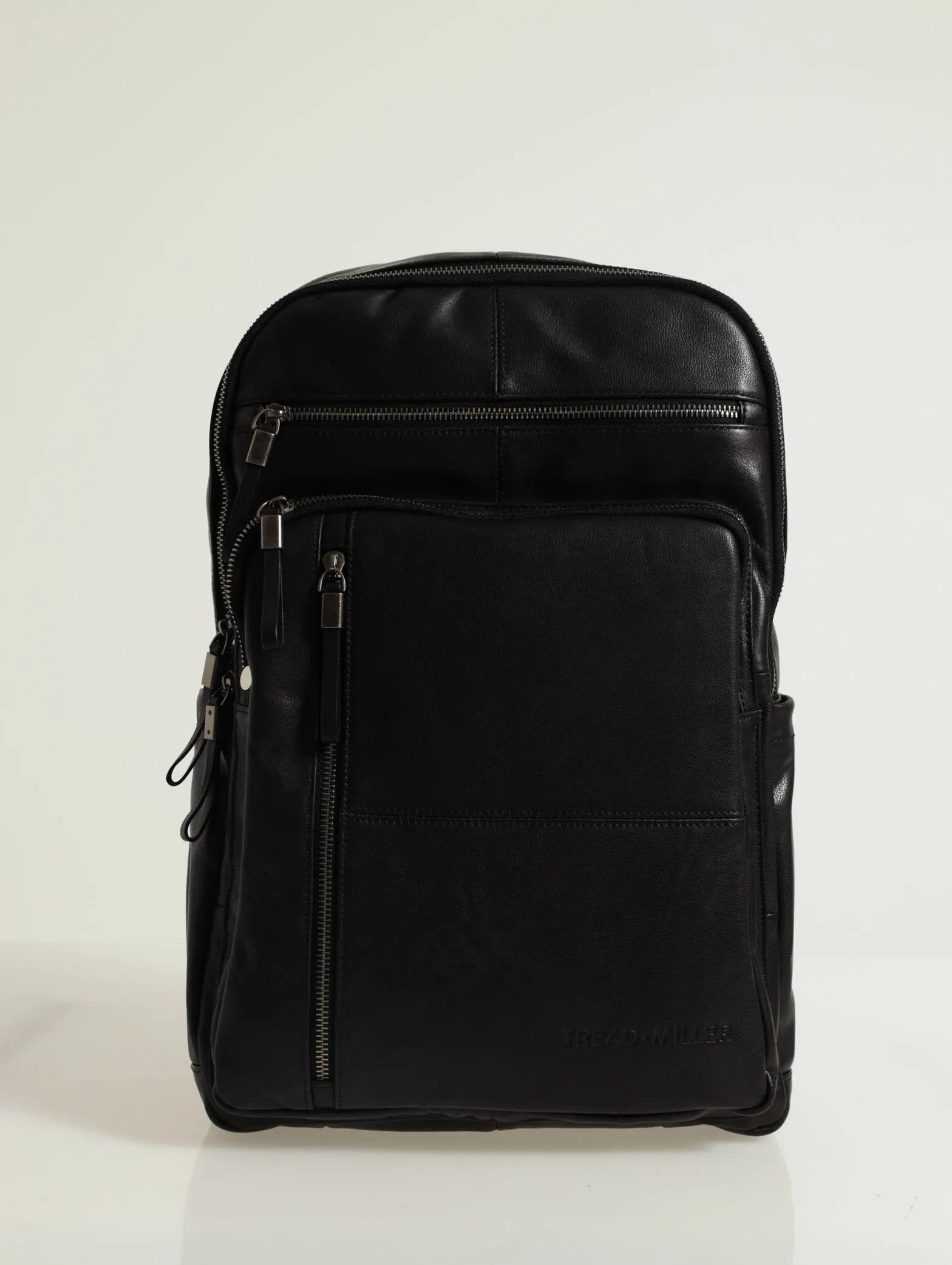 Leather Zipped Backpack - Black