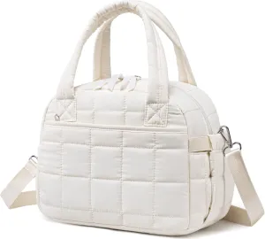 LEDAOU Lunch Box for Women Lunch bag Quilted Puffer Lunch Box with adjustable strap Insulated Reusable LunchBox for Work School Picnic Travel
