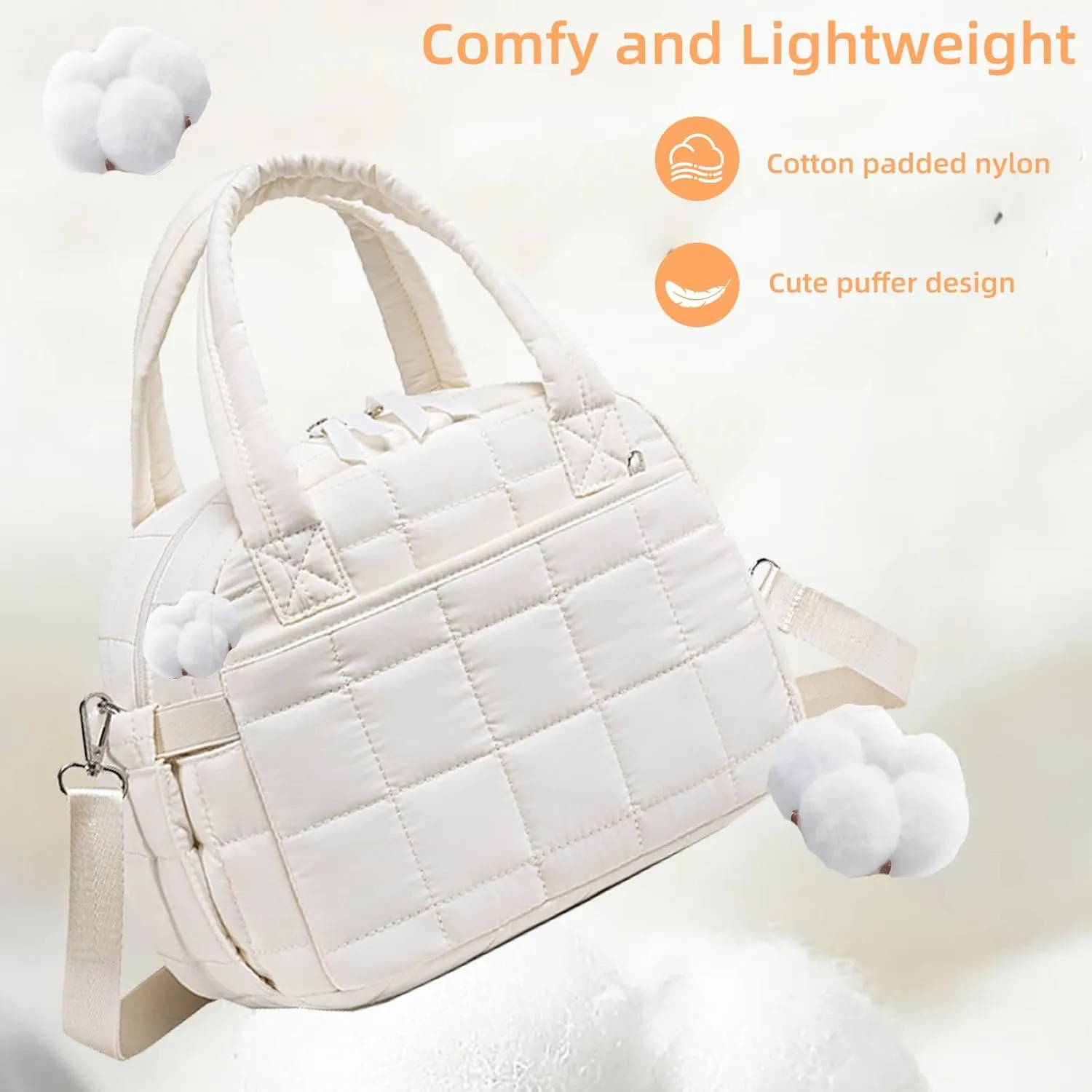 LEDAOU Lunch Box for Women Lunch bag Quilted Puffer Lunch Box with adjustable strap Insulated Reusable LunchBox for Work School Picnic Travel