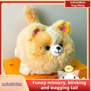 lifelike interactive companion pet cat/dog - soft fur, purring and motion detection, therapeutic robot pet for elderly people to treat loneliness and provide emotional support (Dog-HX0651)