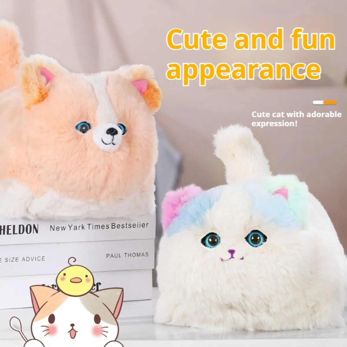 lifelike interactive companion pet cat/dog - soft fur, purring and motion detection, therapeutic robot pet for elderly people to treat loneliness and provide emotional support (Dog-HX0651)