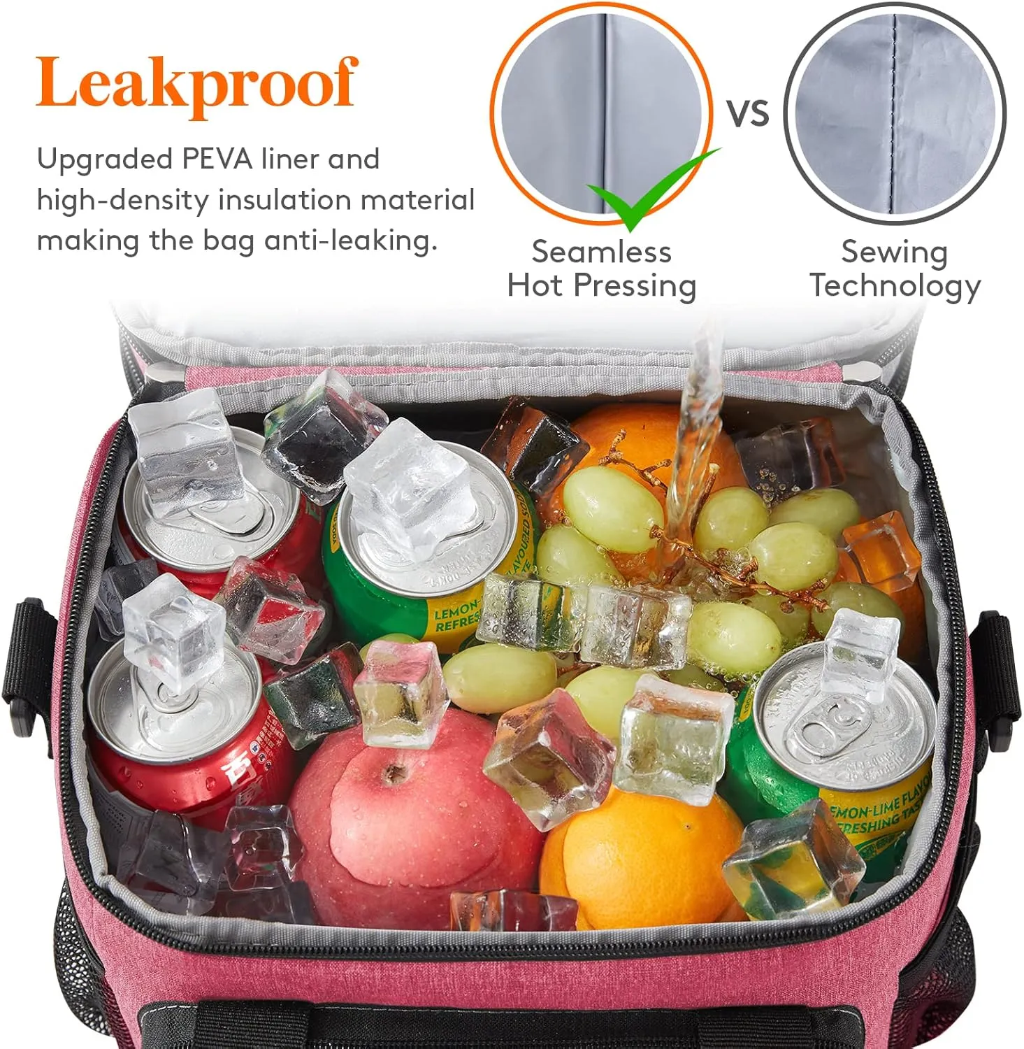 Lifewit Lunch Box for Men Women Double Deck Lunch Bag, Large Insulated Soft Cooler Bag, Leakproof Soft Meal Prep Lunch Tote with Shoulder Strap for Adults for Work/Flight/Travel, 12L/16Can, Pink