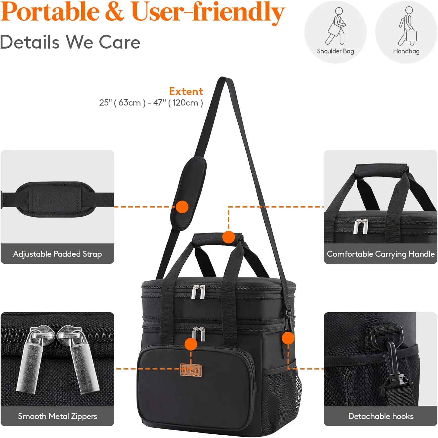 Lifewit Lunch Box for Men Women, Large Insulated Soft Cooler Bag, Leakproof, 21L Capacity, Black