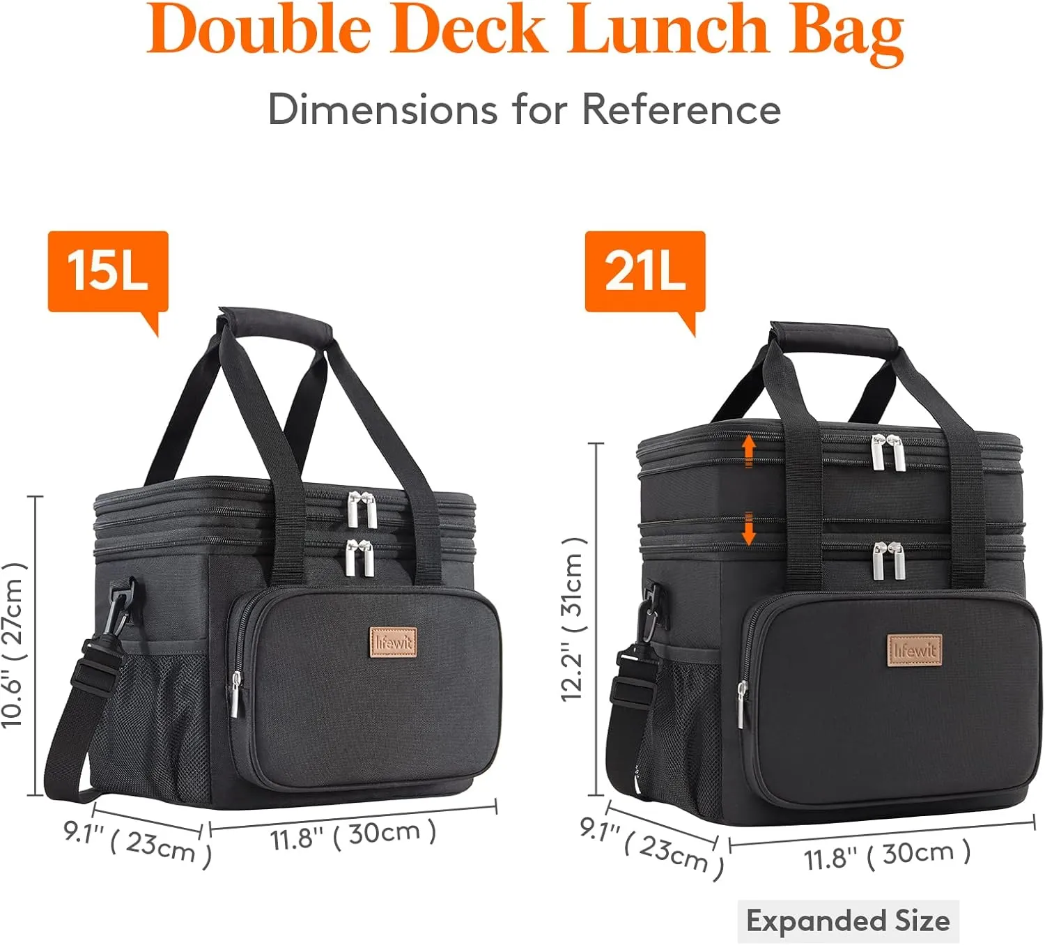 Lifewit Lunch Box for Men Women, Large Insulated Soft Cooler Bag, Leakproof, 21L Capacity, Black