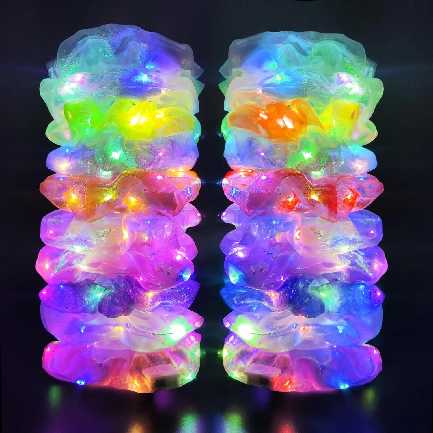 Light Up Scrunchies Party Favor, Mother's Day Gifts LED Scrunchy Hair Ties for Women & Girls Hair 80s, Glow in the Dark Party Supplies Festival Rave Accessories for Neon Glow Party