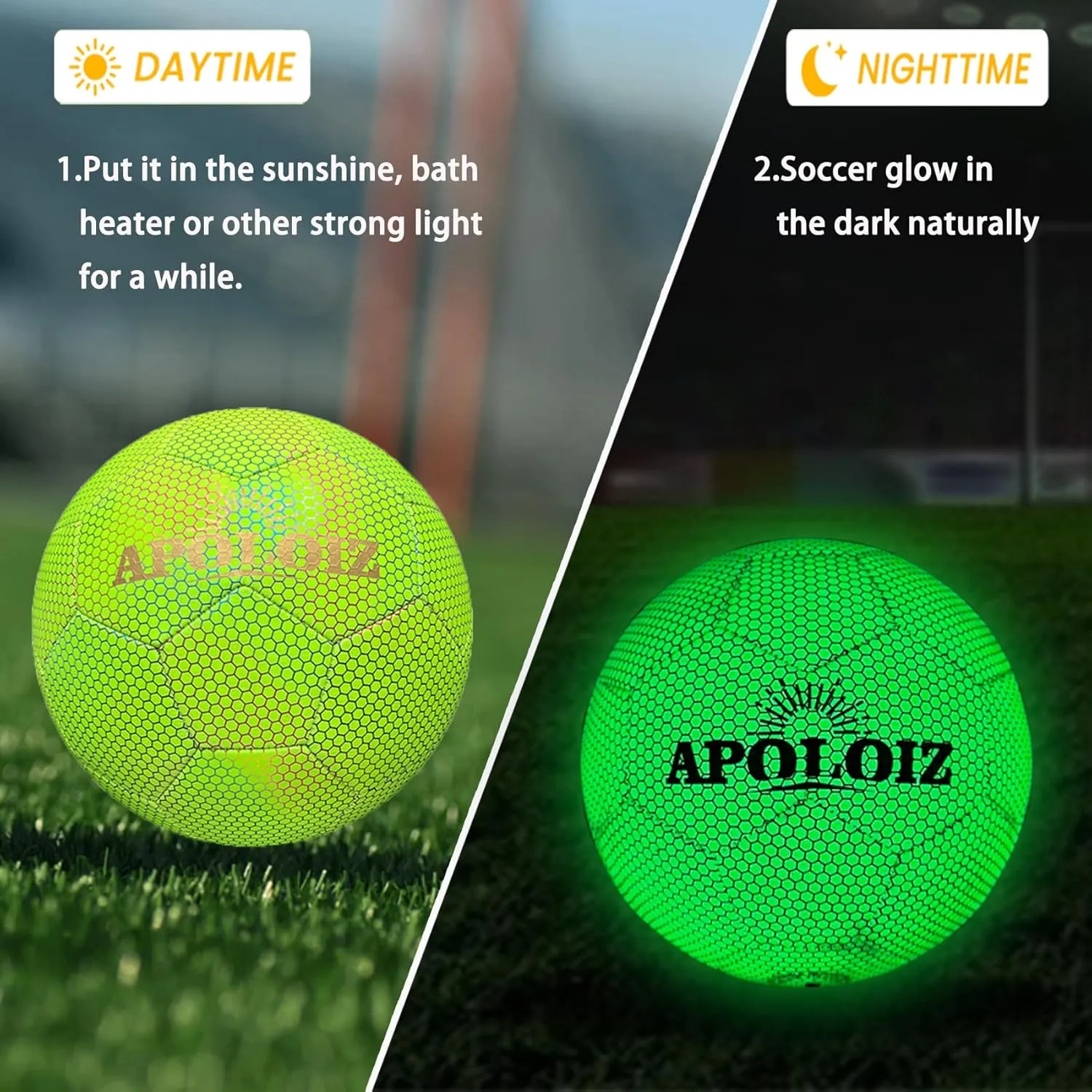 Light Up Soccer Ball,Glow in The Dark Soccer Ball Size 4/5 with Pump,Glowing Luminious Soccer Balls for Day&Night Games and Training Gifts for Men Youth and Adult Night Games