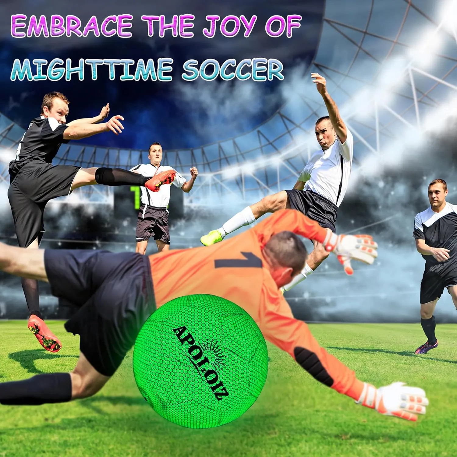 Light Up Soccer Ball,Glow in The Dark Soccer Ball Size 4/5 with Pump,Glowing Luminious Soccer Balls for Day&Night Games and Training Gifts for Men Youth and Adult Night Games