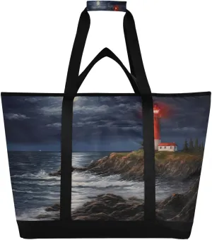 Lighthouse Reusable Insulated Lunchbox Cooler Bag, Leakproof Kitchen Grocery Bag Collapsible Portable Cooler Tote Bag for Picnic, Camping, Office, Travel