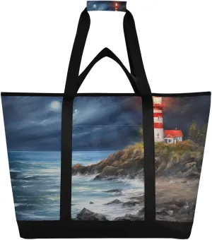 Lighthouse Reusable Insulated Lunchbox Cooler Bag, Leakproof Kitchen Grocery Bag Collapsible Portable Cooler Tote Bag for Picnic, Camping, Office, Travel