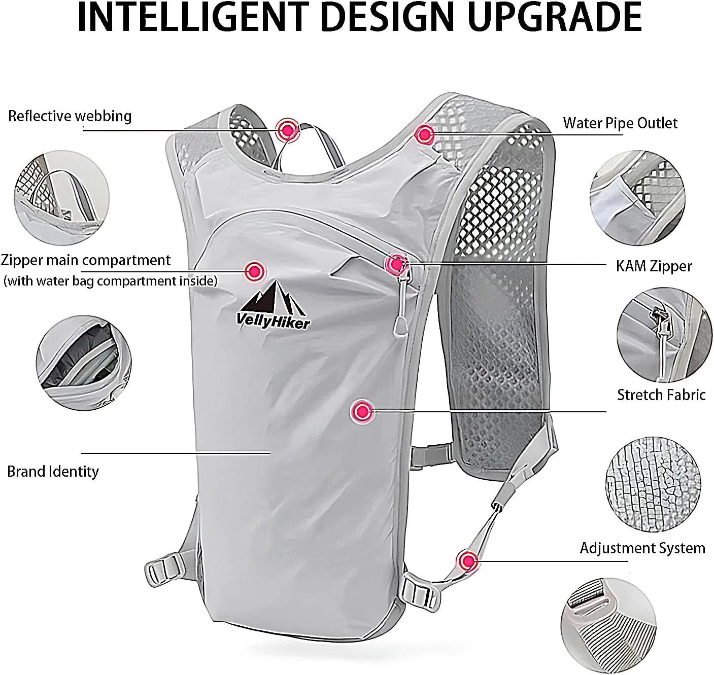 Lightweight Backpack Running Backpack for Men & Women, 6L Breathable Bike Rucksack for Cycling Hiking Outdoor Sports and Travel