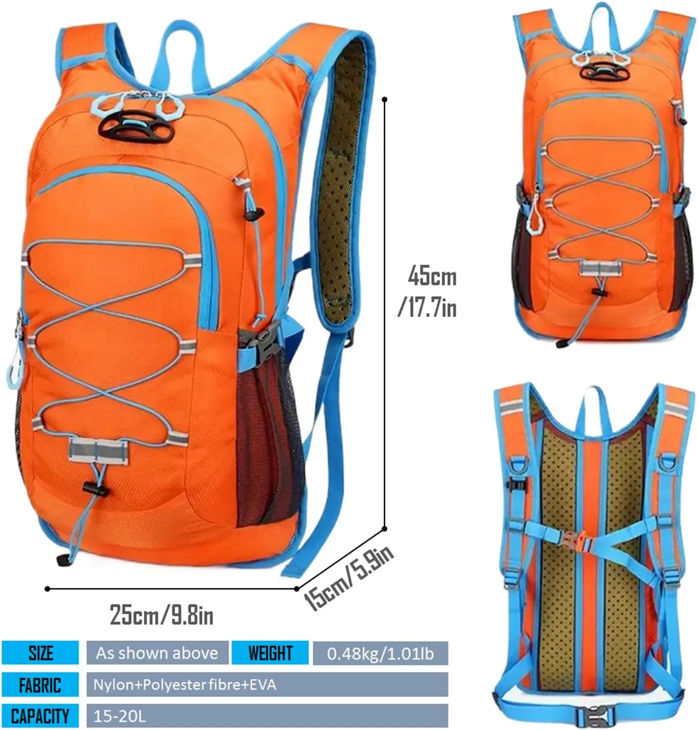 Lightweight Cycling Hydration Backpack,Large Capacity Pack for Travel,Hiking,Climbing,Skiing,Running Daypack for Men Women (Orange)