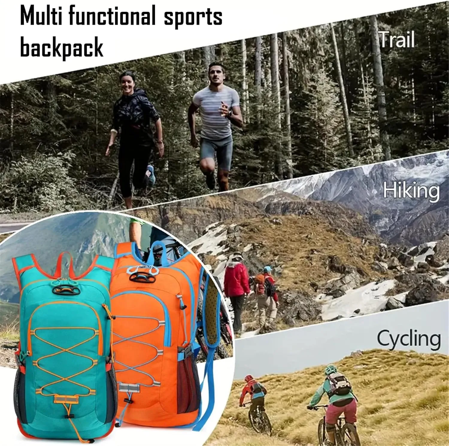 Lightweight Cycling Hydration Backpack,Large Capacity Pack for Travel,Hiking,Climbing,Skiing,Running Daypack for Men Women (Orange)