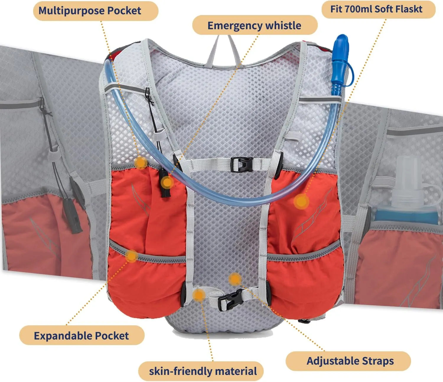 Lightweight Running Vest for Women and Men Hydration Backpack Pack with 1.5L Water Bladder Bag for Hiking Trail Running Gear Cycling Marathon