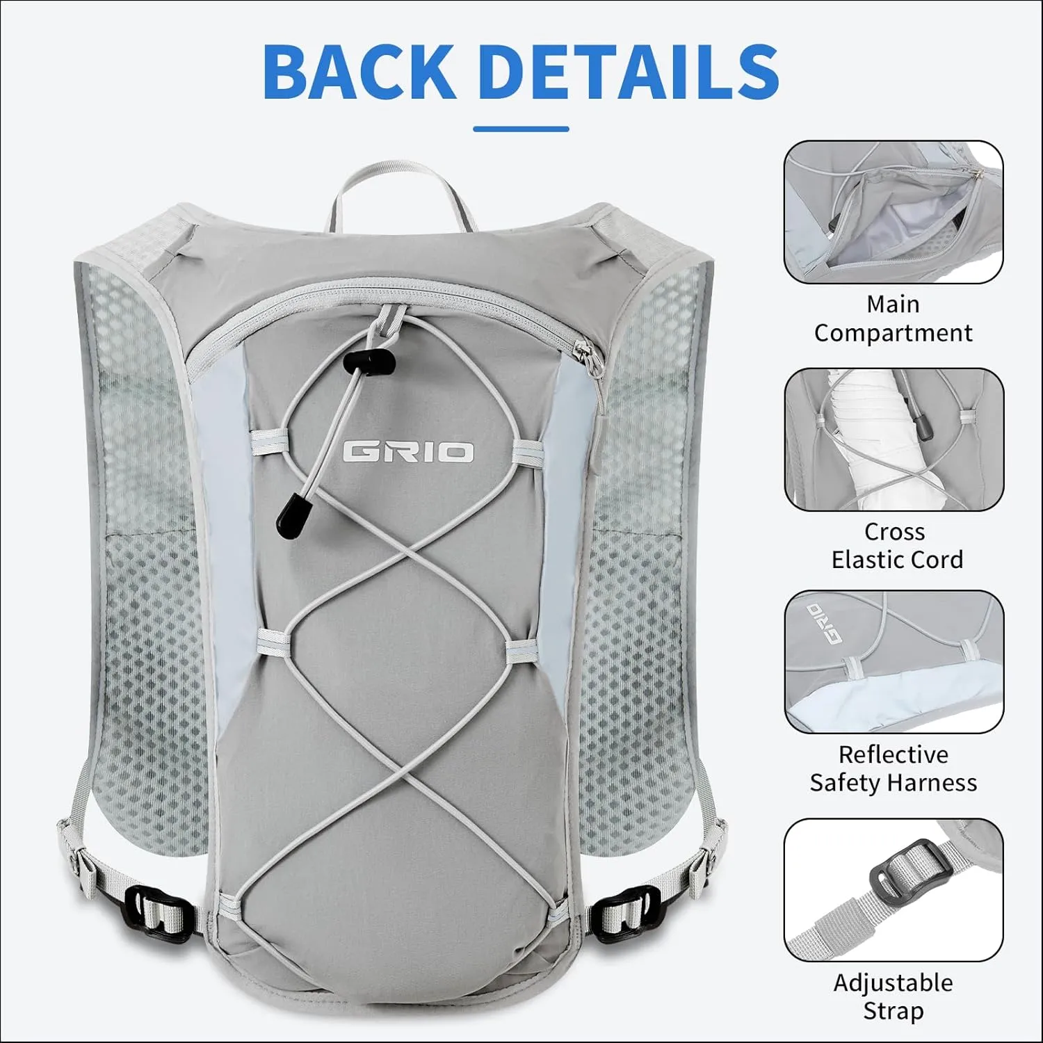 Lightweight Running Vest for Women Men, Adjustable Hydration Backpack Breathable Reflective with 1.5L Water Bladder for Hiking, Trail, Running, Marathons, Cycling