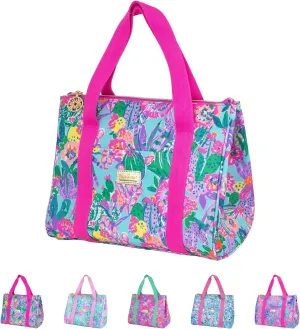 Lilly Pulitzer Cute Lunch Bag for Women, Large Capacity Insulated Tote Bag, Mini Cooler with Storage Pocket and Shoulder Straps, Me and My Zesty