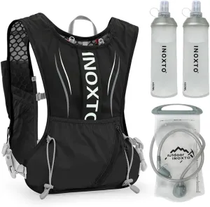 Lixada Hydration Backpack Running Vest, 5L Hydration Pack Lightweight Reflective Water Backpack with 1.5L Water Bladder & 2pcs 450ml Water Bottles for Women & Men Trail Running Marathon Race Hiking