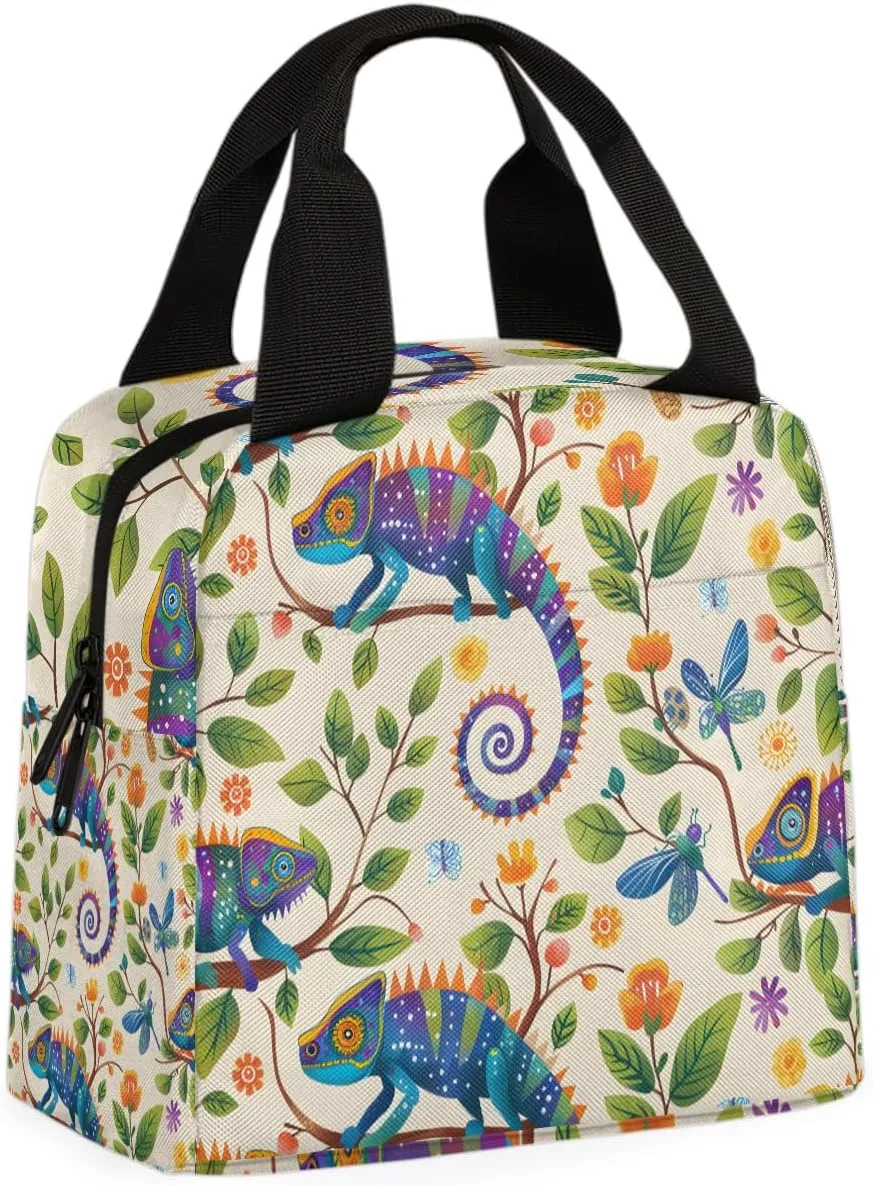 Lizard Reptil Lunch Bag Lizards Tote Lunch Bag Reusable Lunch Box Leakproof Cooler Bag