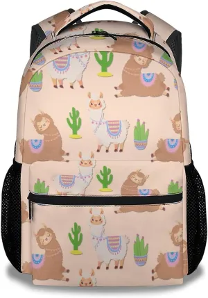 Llama Backpacks for Girls Boys, 16 Inch Cute Backpack for School, Yellow, Large Capacity, Durable, Lightweight Bookbag for Kids Travel
