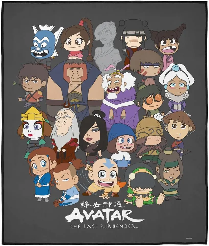 LOGOVISION Avatar The Last Airbender Picnic Outdoor Blanket, 50"x60" Chibi Group, Foldable Blanket for Picnic, Beach, Camping, Park, Tailgate