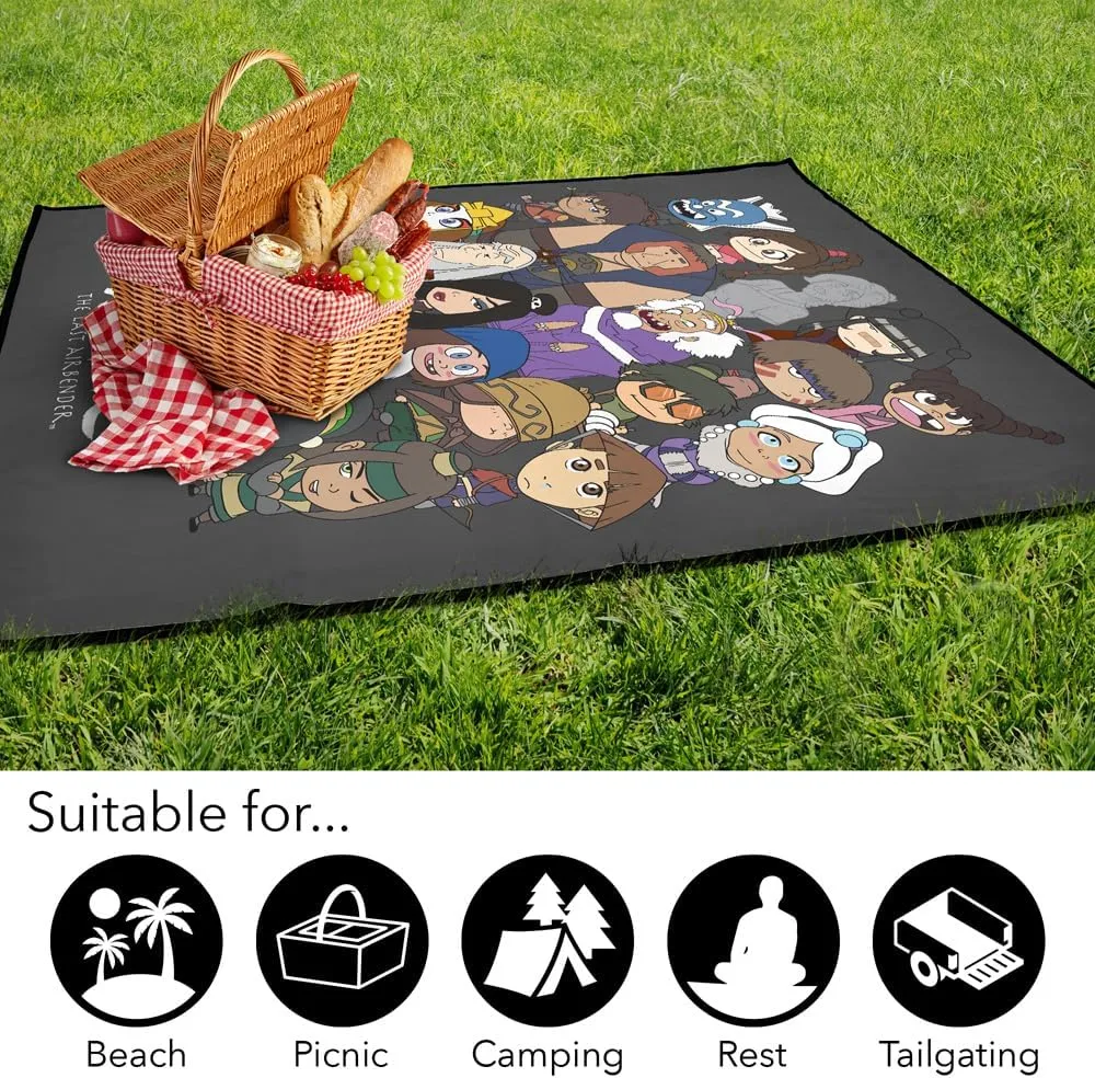LOGOVISION Avatar The Last Airbender Picnic Outdoor Blanket, 50"x60" Chibi Group, Foldable Blanket for Picnic, Beach, Camping, Park, Tailgate