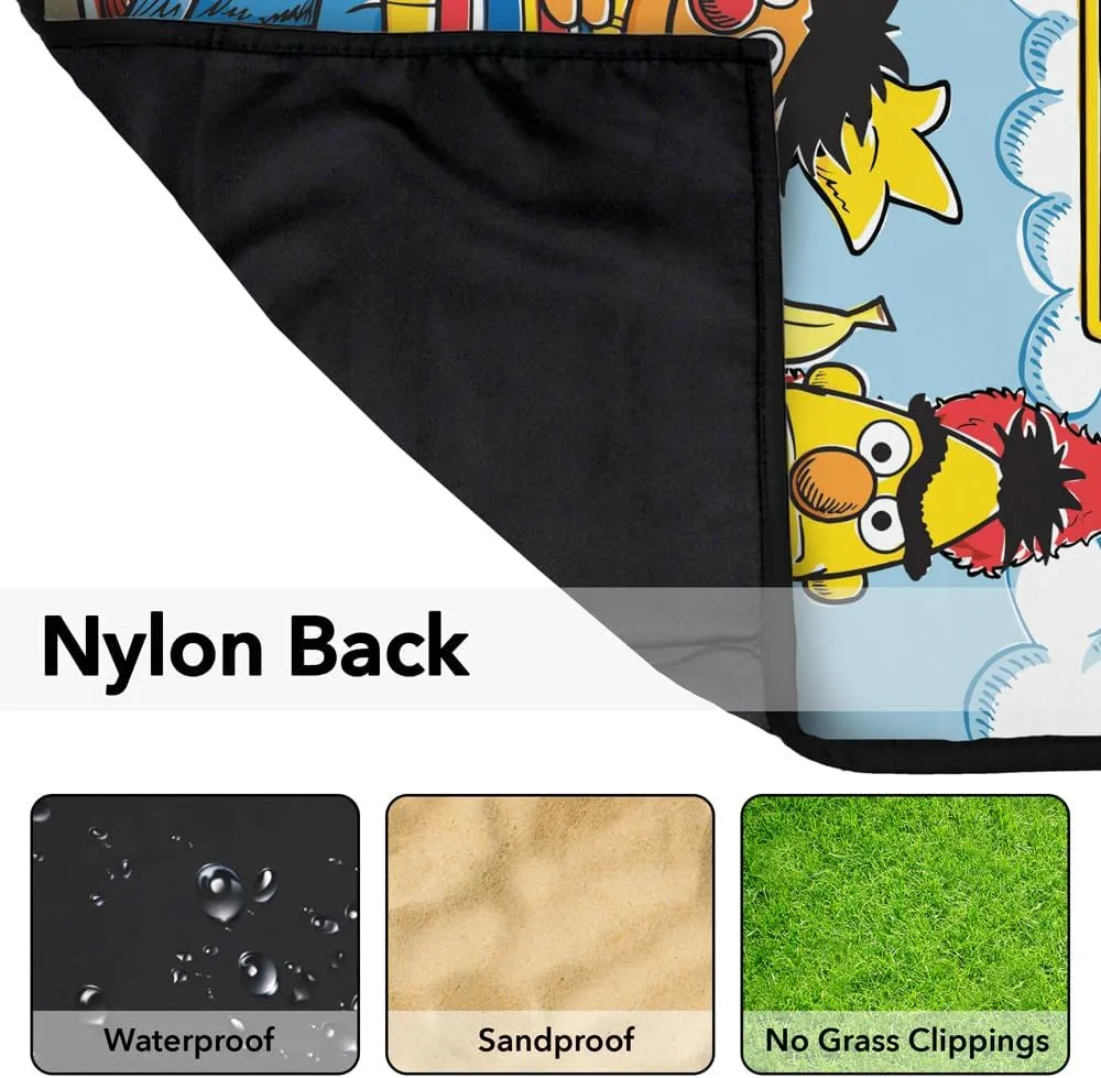 LOGOVISION Sesame Street Picnic Outdoor Blanket, 50"x60" Retro Gang, Foldable Blanket for Picnic, Beach, Camping, Park, Tailgate