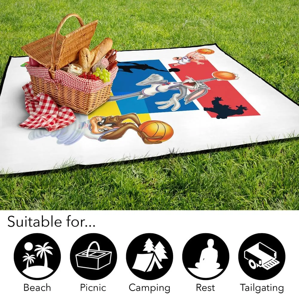 LOGOVISION Space Jam Picnic Outdoor Blanket, 50"x60" Group Collage, Foldable Blanket for Picnic, Beach, Camping, Park, Tailgate