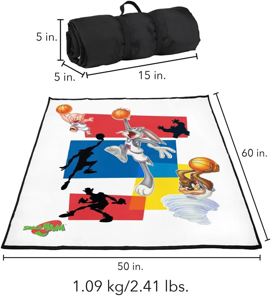 LOGOVISION Space Jam Picnic Outdoor Blanket, 50"x60" Group Collage, Foldable Blanket for Picnic, Beach, Camping, Park, Tailgate