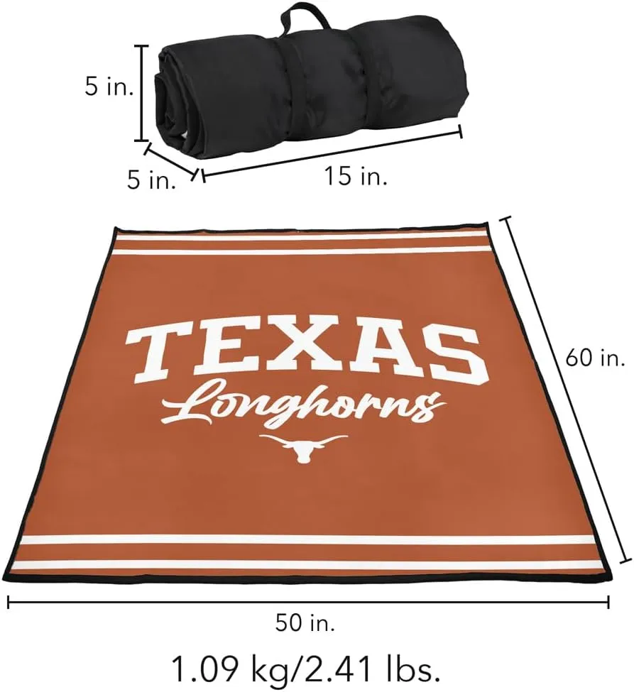 LOGOVISION University of Texas Picnic Outdoor Blanket, 50"x60" Longhorn Stripes, Foldable Blanket for Picnic, Beach, Camping, Park, Tailgate