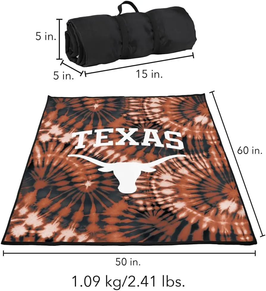 LOGOVISION University of Texas Picnic Outdoor Blanket, 50"x60" Tie-Dye, Foldable Blanket for Picnic, Beach, Camping, Park, Tailgate