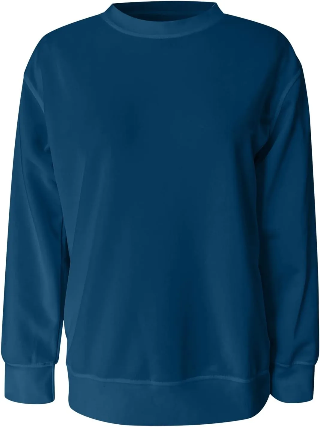 Long Sleeve Shirts for Women Oversized Crewneck Sweatshirt Casual Solid Color Pullover Blouse Loose Spring Tops 2024