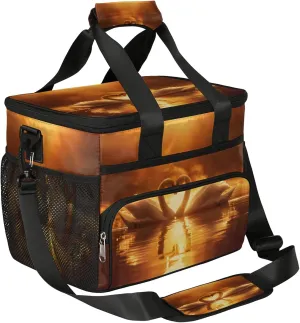 Love Swan Romance Large Insulated Lunch Bag for Women Men Adult Reusable Lunch Box Leakproof Cooler Bag Meal Prep Bag Adjustable Shoulder Strap Lunch Pail for Picnic Beach Travel Work Office