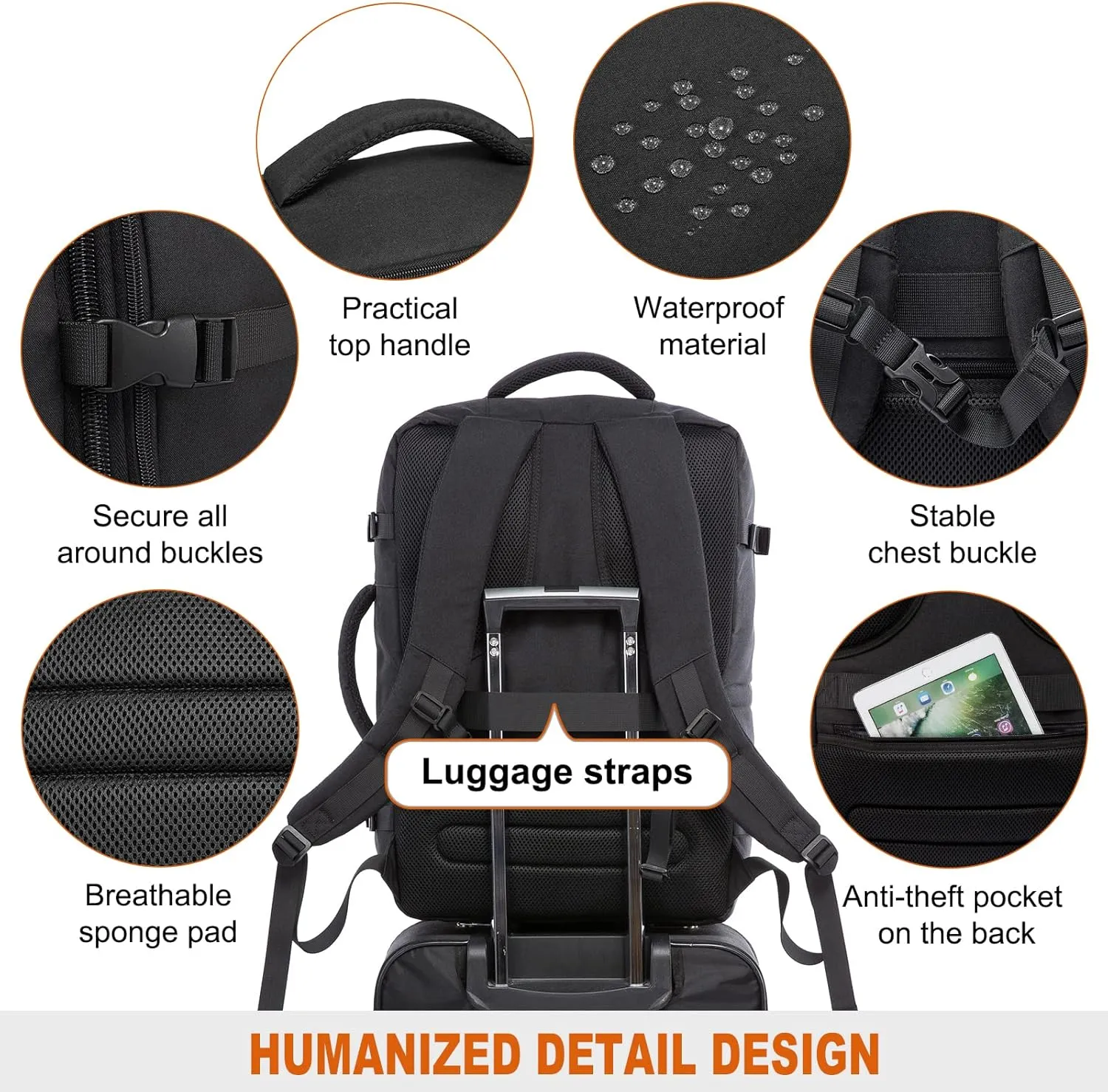 LOVEVOOK Carry on Backpack, 45L Large Travel Backpack for Women Men Airline Approved, Expandable Large Suitcase Backpacks With 4 Packing Cubes, Aer Travel Pack 3, Water Resistant Weekender Bag