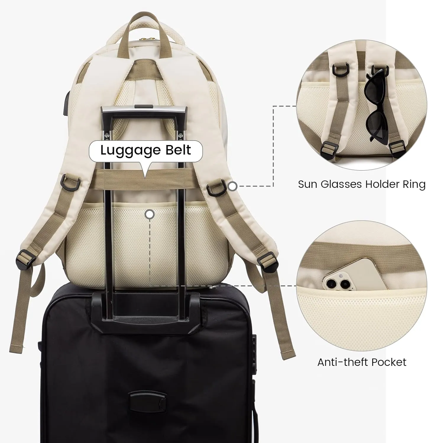 LOVEVOOK Laptop Backpack for Women Men, 17" Laptop Daypack for College Work Travel, Water Resistant Classic Backpacks with USB Port