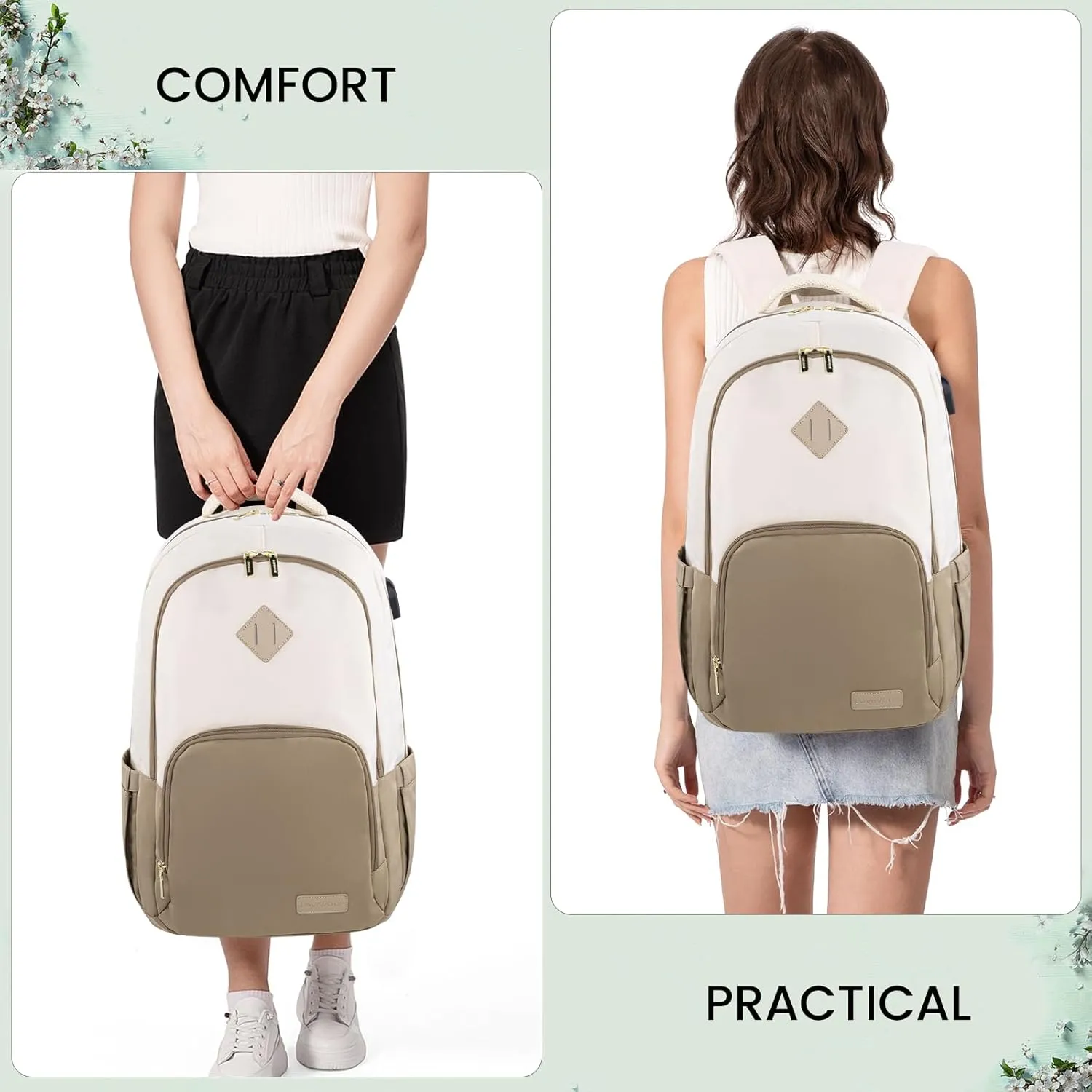 LOVEVOOK Laptop Backpack for Women Men, 17" Laptop Daypack for College Work Travel, Water Resistant Classic Backpacks with USB Port