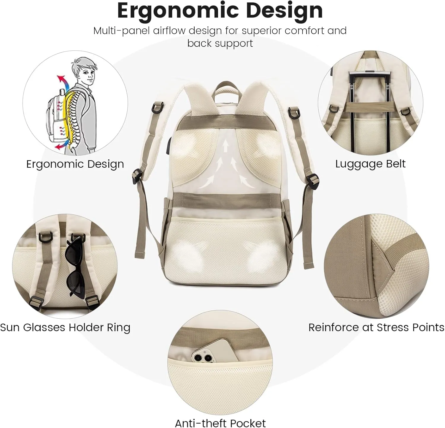 LOVEVOOK Laptop Backpack for Women Men, 17" Laptop Daypack for College Work Travel, Water Resistant Classic Backpacks with USB Port