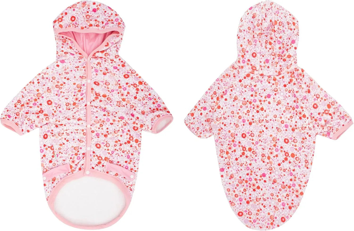 LovinPet Large Dogs Hoodies Girl, Premium Fit Flannel Warm Dog Pajamas, Update Skin-Friendly Fabric Mindful Small Dots Light Pink Prints Dog Clothing for Autumn Winter Using, 2XL