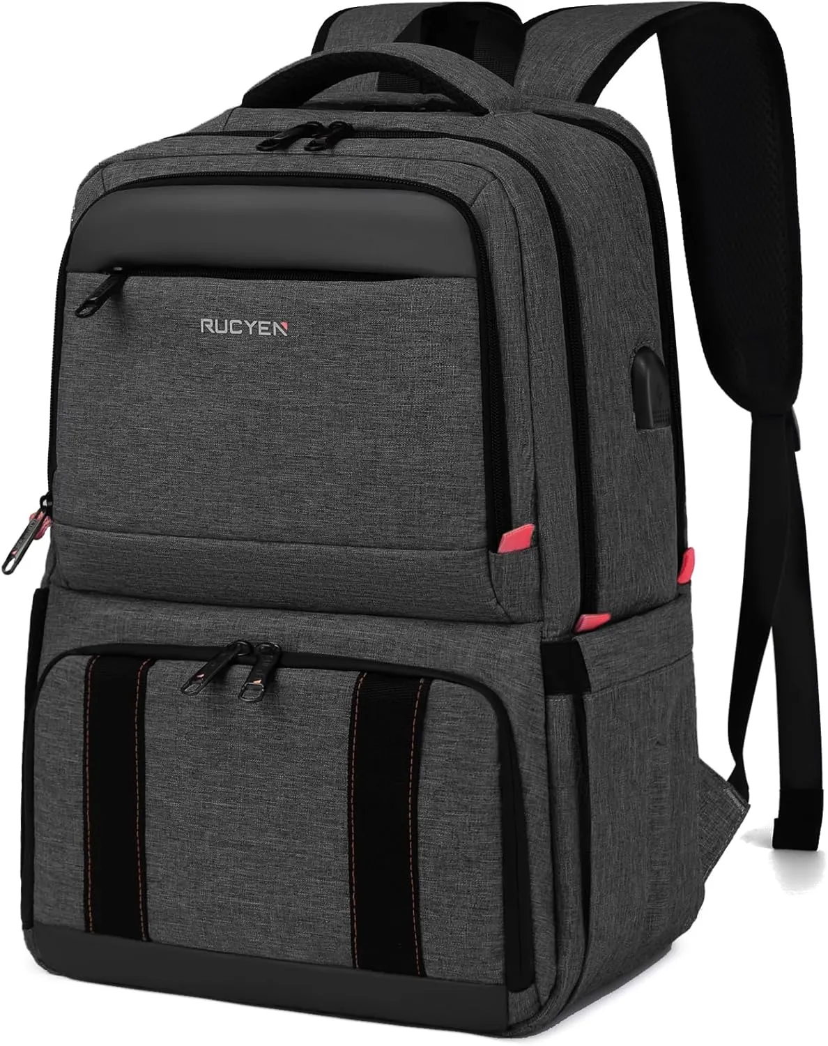 Lunch Backpack, 17.3 Inch Large Lunch Backpack Insulated Cooler Bag Travel Laptop Backpack with USB Port for Men Women, RFID Blocking for Work Picnics Black