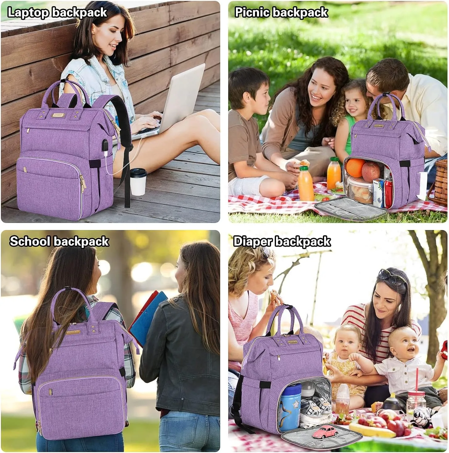 Lunch Bag Backpack, Insulated Cooler Backpack Lunch Box Laptop Backpack with USB Port for Women Men