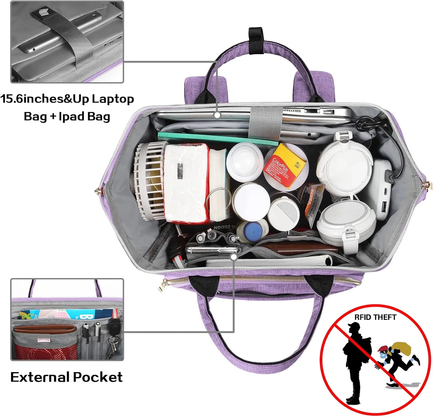 Lunch Bag Backpack, Insulated Cooler Backpack Lunch Box Laptop Backpack with USB Port for Women Men