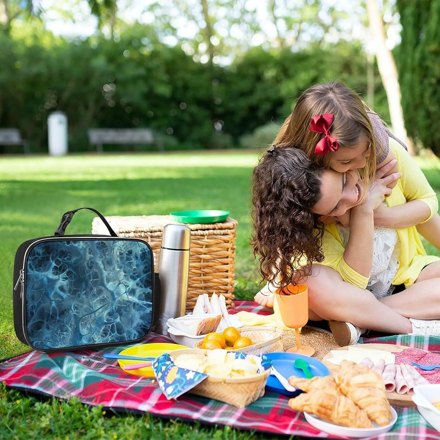 Lunch Bag for Women Men Lunch Box Reusable Blue Neuron Picture Lunch Tote Bag Insulated Cooler Bag