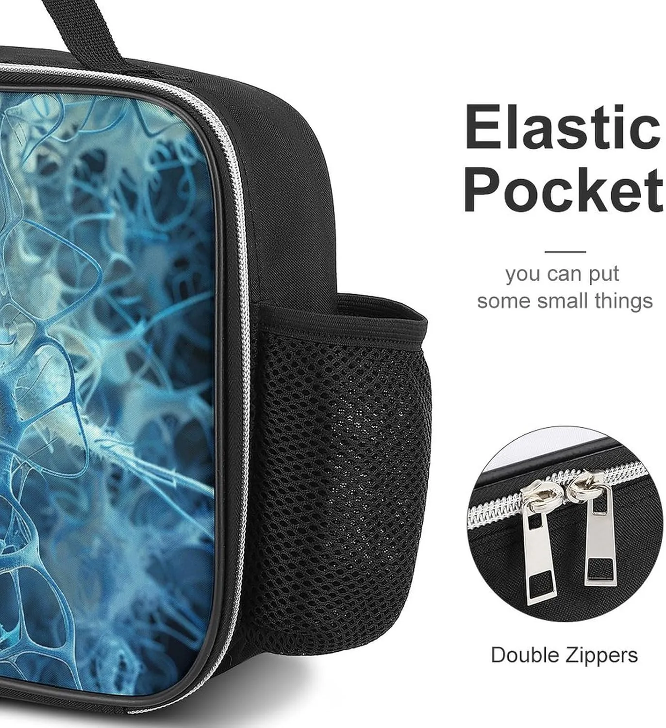 Lunch Bag for Women Men Lunch Box Reusable Blue Neuron Picture Lunch Tote Bag Insulated Cooler Bag