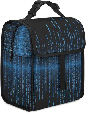 Lunch Bag Women The Blue Binary Matrix Insulated Lunch Box Men Cute Tote Lunch Cooler Bag for Office Lunchbox