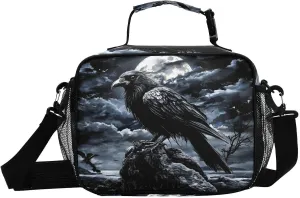 Lunch Boxes Raven Gothic Rocky for Women Men Insulated Lunch Bag for Work, Picnic, Funny Cute Anime Cooler Tote Bag with Adjustable Shoulder Strap