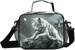 Lunch Boxes Wolf Cross Rocky for Women Men Insulated Lunch Bag for Work, Picnic, Funny Cute Anime Cooler Tote Bag with Adjustable Shoulder Strap