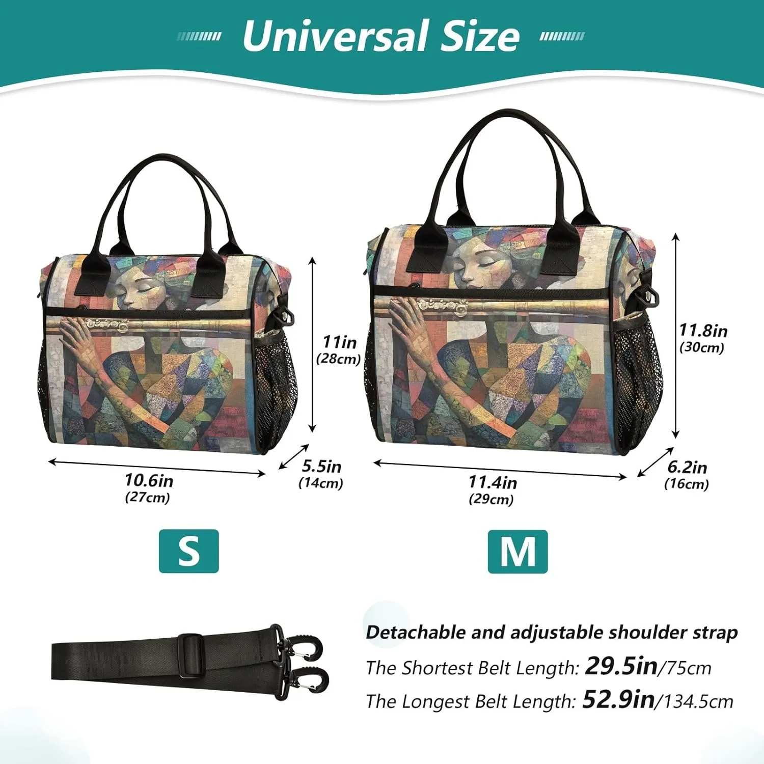 Lunch Tote Bags for Men lunch Box Lunch Cooler Bag Large Work Flute Player Leakproof Office Picnic Travel Lunch Bag M