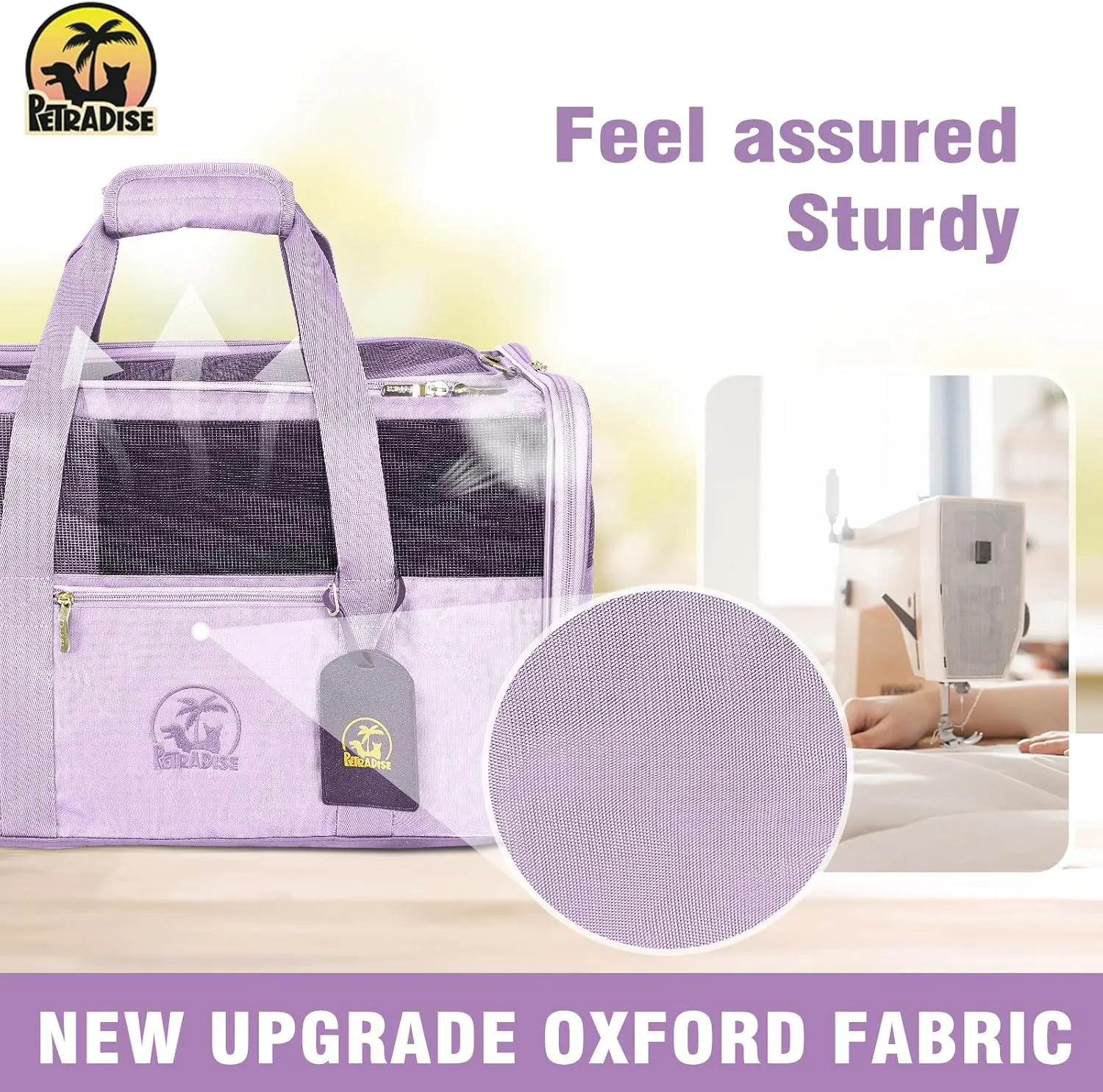 Luxury Pet Carrier for Dogs, Cats, Puppies - Airline TSA Approved, Durable Anti-Scratch Fabric, Soft-Sided, Consistent Airflow, Foldable Design, Cushion Pad, Travel (Lilac, Medium)